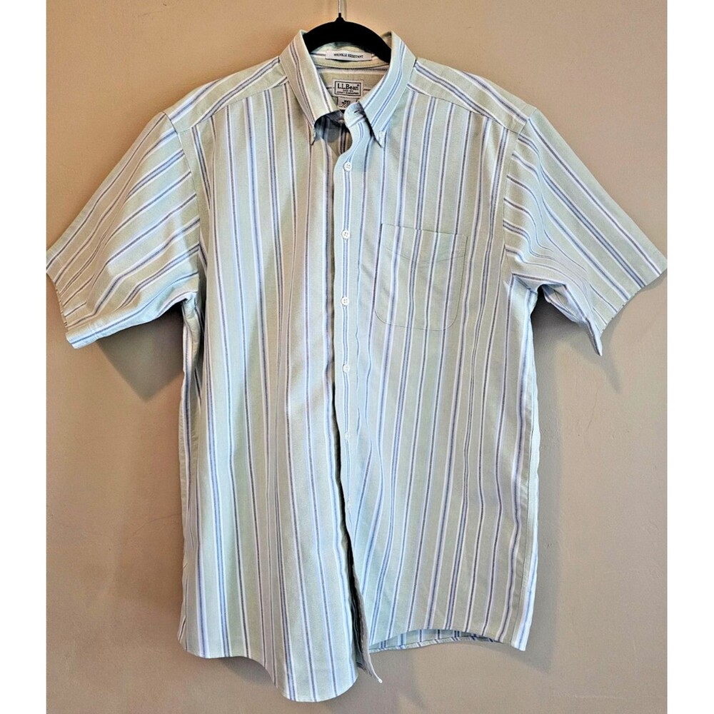 LL Bean Shirt Mens 16 R Traditional Kennebunk Plaid Short Sleeve Wrinkle-Free